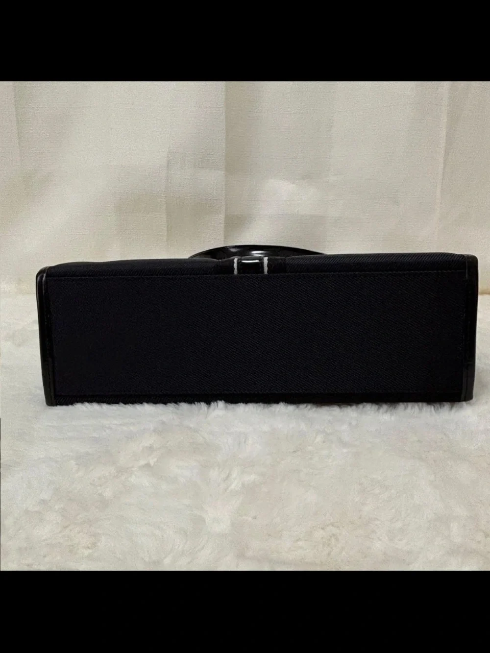 Paolo Gucci Black Structured Satchel with Center Stripe and Silver Accents